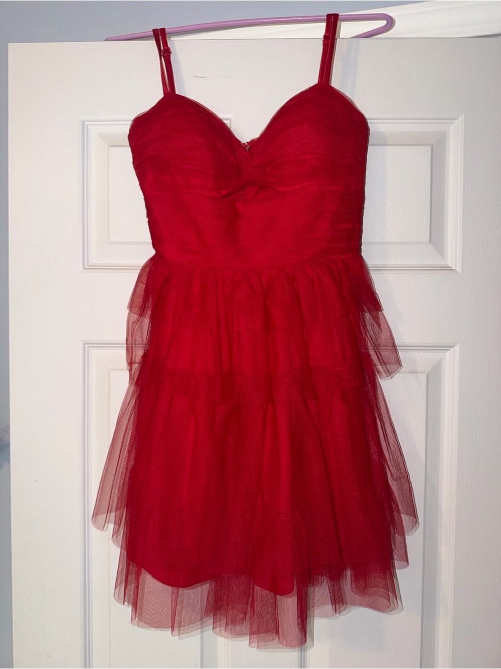 Blondie Nites Red Tulle Strap Dress for Girls